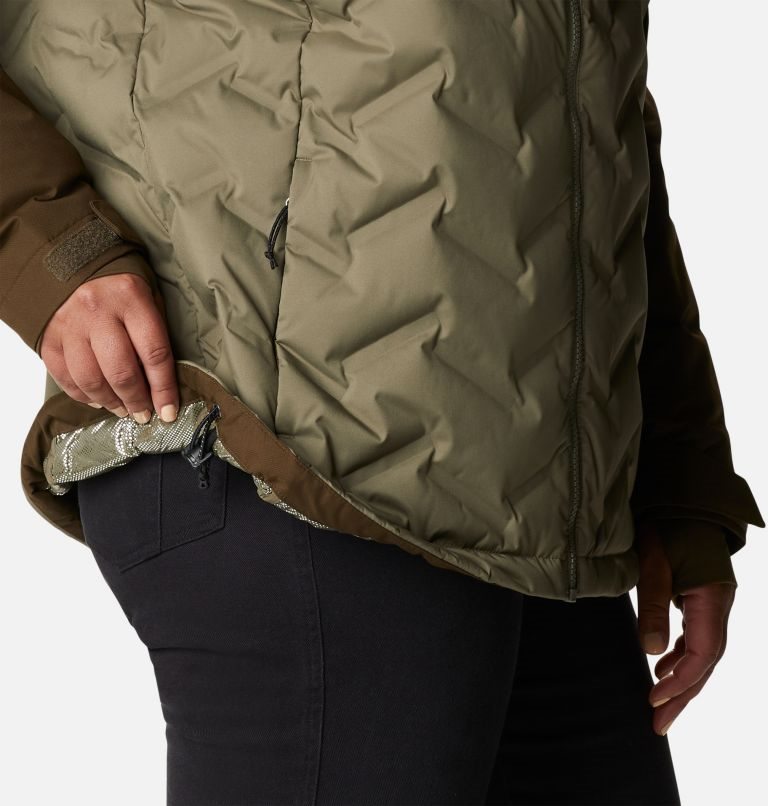 Women's Columbia Grand Trek Hooded Down Jackets Olive | Plus Size CA-LL3CA